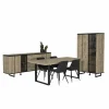 Eetkamer Samson met 4 stoelen Driss - tafel 200x100cm - dressoir 220cm - barkast 100cm