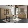 Eetkamer Valencia met 4 stoelen Walter - tafel 210x98cm  - vitrinekast 240cm - dressoir 225cm