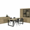 Eetkamer Valencia met 4 stoelen Runner - tafel 210x98cm - vitrinekast 240cm - dressoir 225cm