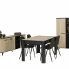 Eetkamer Wayne met 4 stoelen Chuck - tafel 140x90cm - dressoir 160,7cm - barkast 83cm