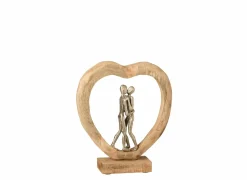 Figuur Koppel H35cm - mango massief & aluminium - naturel/zilver