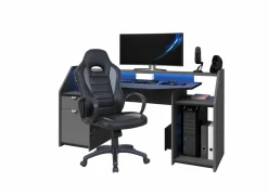 Gamestoel Maquina 60x65x120cm - lederlook - zwart & grijs