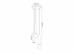 Hanglamp Ø26cm 1xGU10 2xE27 - aluminium - zwart
