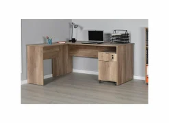 Hoekbureau Merida 160x144x75cm - melamine - bruin