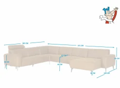 Hoeksalon 2290  371x281cm - stof - cognac met relax