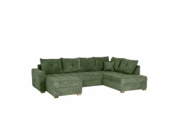 Hoeksalon Abby 311x170cm - stof - groen met bedfunctie