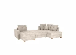 Hoeksalon Abby 311x170cm - stof - beige met bedfunctie