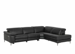 Hoeksalon After 295x232cm - leder - zwart met relax