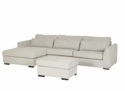 Hoeksalon Alcamo 331x184cm - stof - grijs met poef