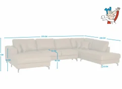 Hoeksalon Alicante 373x228cm - stof - cognac