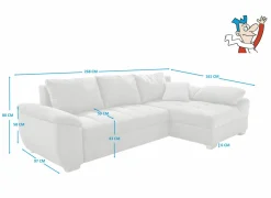 Hoeksalon Alster 268x161cm - stof - grijs met bedfunctie