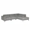 Hoeksalon Amira 290x228cm - stof - grijs met relax
