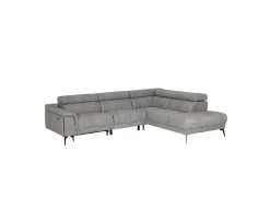 Hoeksalon Amira 290x228cm - stof - grijs met relax