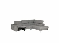 Hoeksalon Amira 290x228cm - stof - grijs met relax