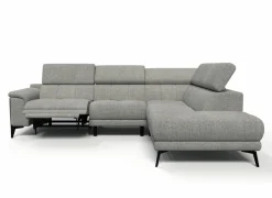 Hoeksalon Amira 290x228cm - stof - grijs met relax