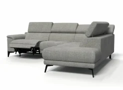 Hoeksalon Amira 290x228cm - stof - grijs met relax