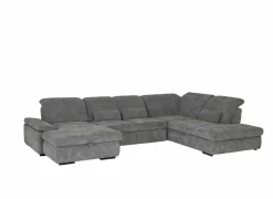 Hoeksalon Artus 371x260cm - stof - grijs met bedfunctie & opbergruimte