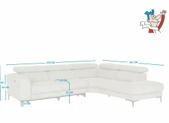 Hoeksalon Arya 293x241cm - stof - grijs met relax