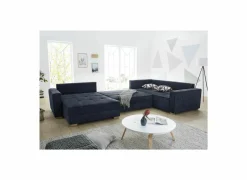 Hoeksalon Brixen 379x227cm - stof - blauw met bedfunctie