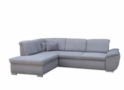 Hoeksalon Caro 272x197cm - stof - middengrijs met bedfunctie en opbergruimte