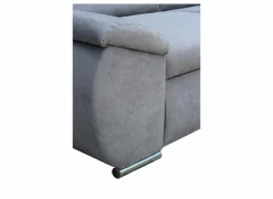 Hoeksalon Caro 272x197cm - stof - middengrijs met bedfunctie en opbergruimte