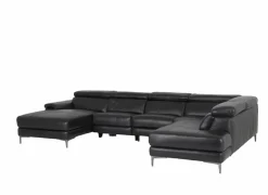 Hoeksalon Cell 370x232cm - leder - zwart met relax