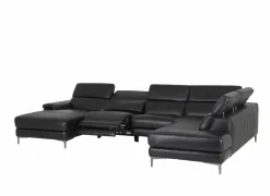 Hoeksalon Cell 370x232cm - leder - zwart met relax