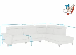 Hoeksalon Cosa 295x229cm - stof - grijs met 2 elektrische relaxen