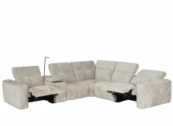 Hoeksalon Crow 334x301cm - stof - turtledove met 2 elektrische relaxen