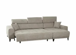 Hoeksalon Dragor 296x179cm - stof - grijs met bedfunctie