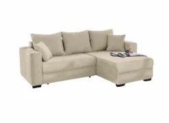 Hoeksalon Elmau 235x169cm - stof - lichtgrijs met bedfunctie & opbergruimte