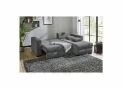 Hoeksalon Elmau 235x169cm - stof - grijs met bedfunctie & opbergruimte