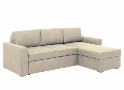 Hoeksalon Flemingsburg 226x165cm - stof - beige met bedfunctie en opbergruimte