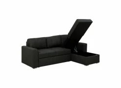 Hoeksalon Flemingsburg 226x165cm - stof - donkergrijs met bedfunctie en opbergruimte