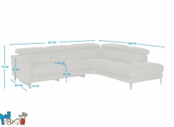Hoeksalon Flow 287x238cm - stof - grijs met relax