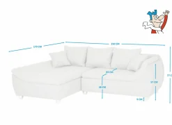 Hoeksalon Genua 250x179cm - stof - grijs