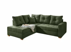 Hoeksalon Heidelberg 228x199cm - stof - groen met bedfunctie & relax & opbergruimte