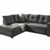 Hoeksalon Heidelberg 228x199cm - stof - grijs met bedfunctie & relax en opbergruimte