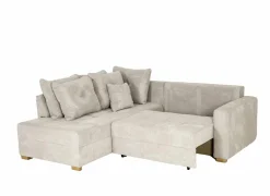 Hoeksalon Heidelberg 228x199cm - stof - lichtgrijs met bedfunctie & relax & opbergruimte