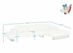 Hoeksalon Helio 393x197cm - stof - lichtbeige