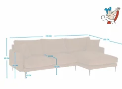 Hoeksalon Indigo 278x155cm - stof - bruin