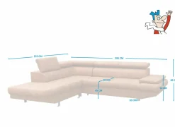 Hoeksalon Jet 295x255cm - stof - cognac