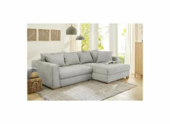 Hoeksalon Kampen 288x186cm - stof - lichtgrijs met bedfunctie & opbergruimte