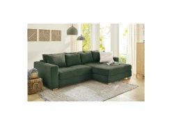 Hoeksalon Kampen 288x186cm - stof - groen met bedfunctie & opbergruimte