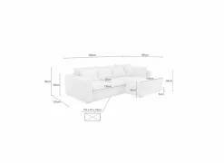 Hoeksalon Kampen 288x186cm - stof - groen met bedfunctie & opbergruimte