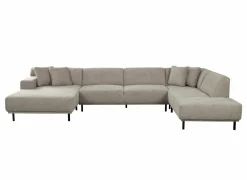 Hoeksalon Kent 390x230cm - stof - grijs