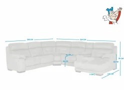 Hoeksalon Krall 344x300cm - stof - grijs - met relax