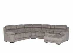 Hoeksalon Krall 344x300cm - stof - zilvergrijs - met relax