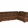 Hoeksalon Lana 289x227cm - leder - bruin met relax