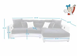 Hoeksalon Laredo 322x190cm - lederlook & stof - wit met LED-verlichting